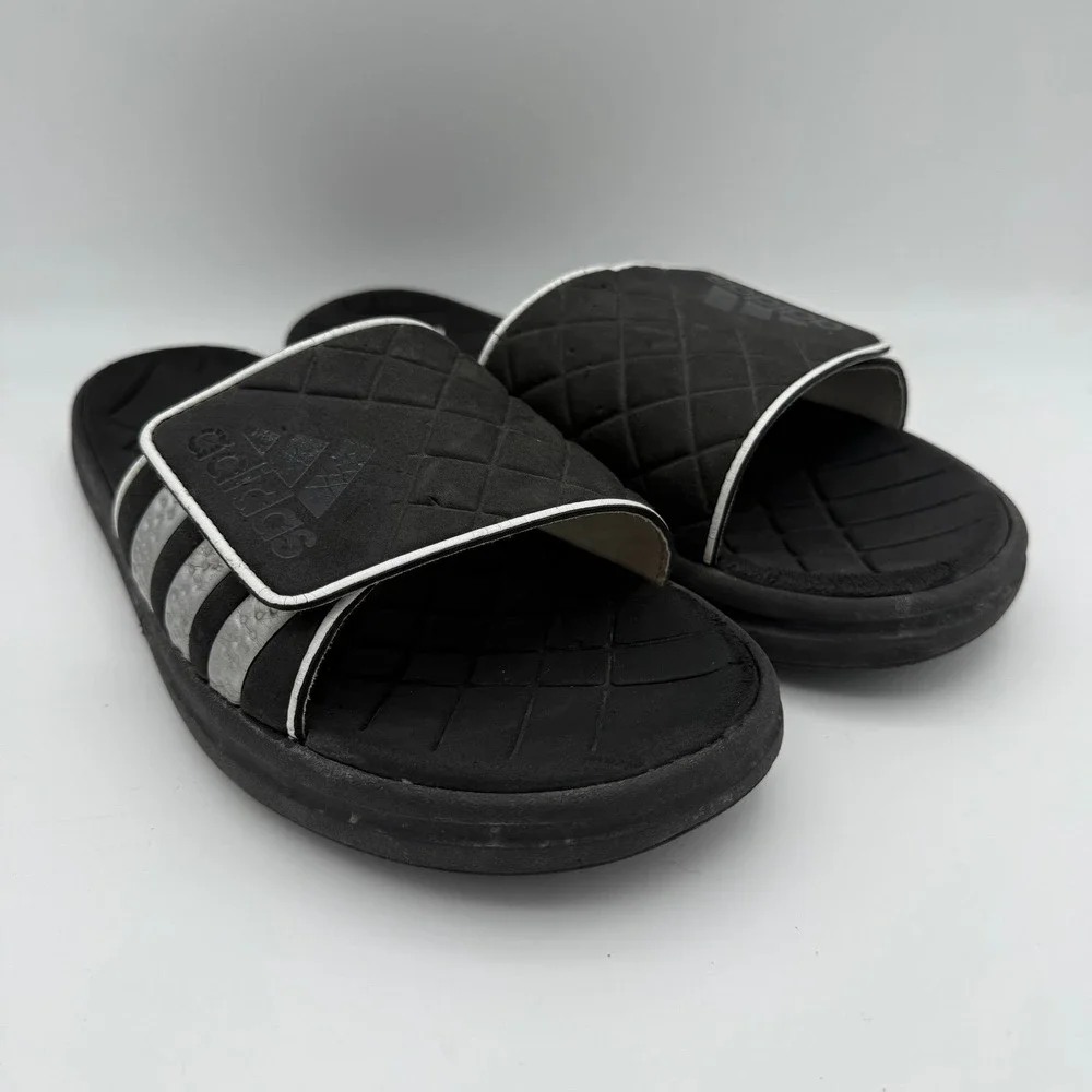 Men's Adidas Black Metallic Silver Zeitfrei Slide UF (UltraFoam+) Slip-On Size 9
